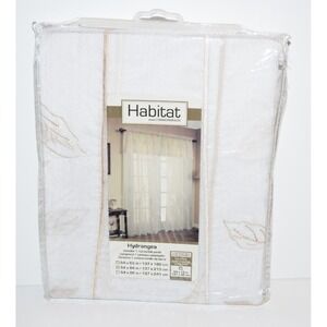 Habitat Hydrangea Rod Pocket Curtain Panel Window  54 x 84 in White  New 1 panel